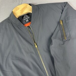 Mens Flight Jacket 2XL Grey Bomber Avaiation Coat Quilted Linner